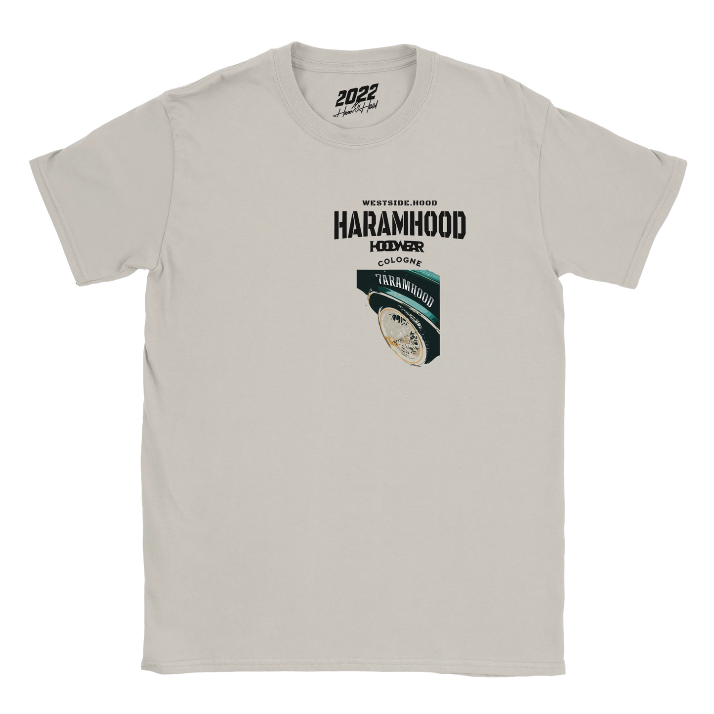 HARAMHOOD Westside Cologne T-Shirt Stone Grey Streetwear Vorderseite