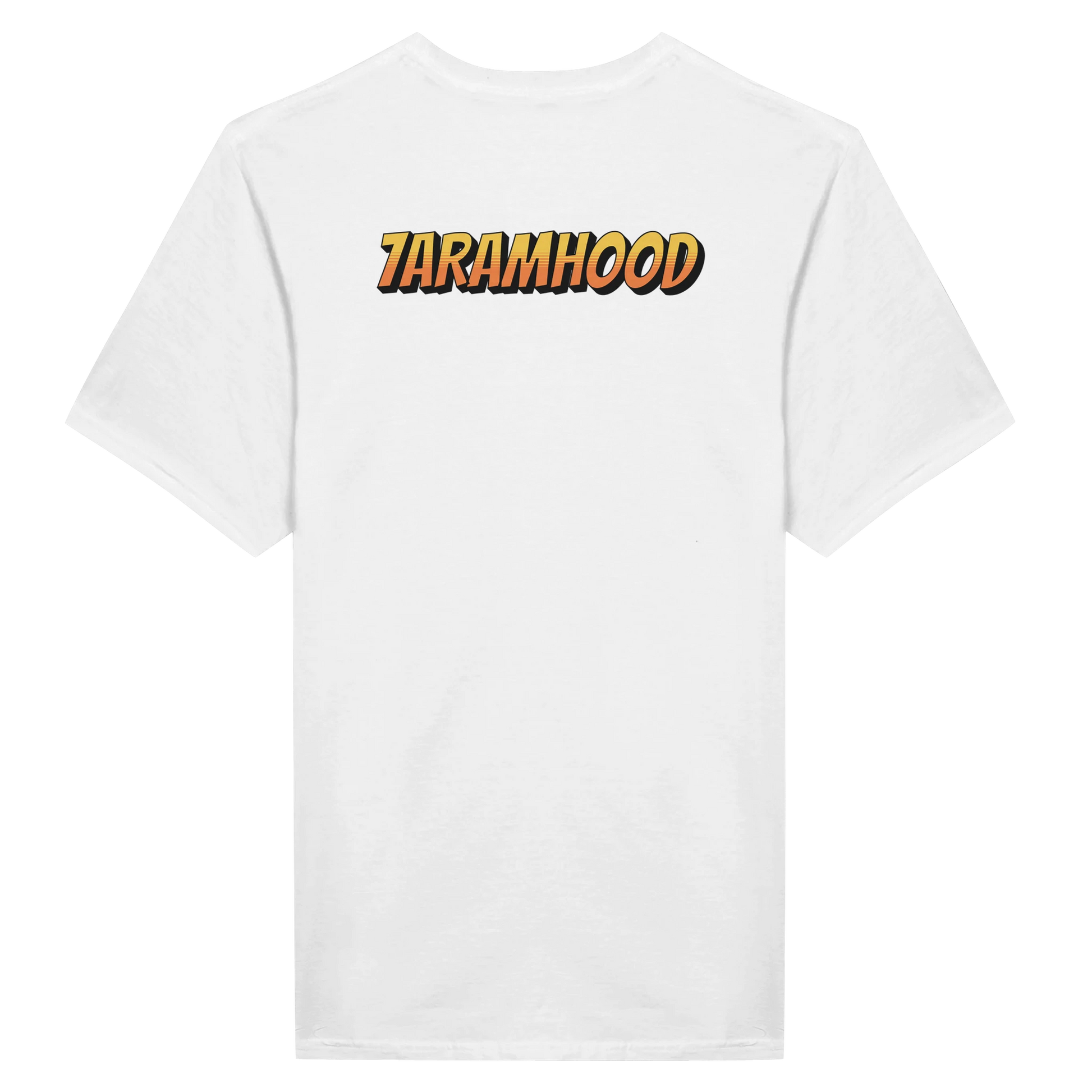 7ARAMHOOD Retro Gradient T-Shirt White Orange Streetwear Model Seite