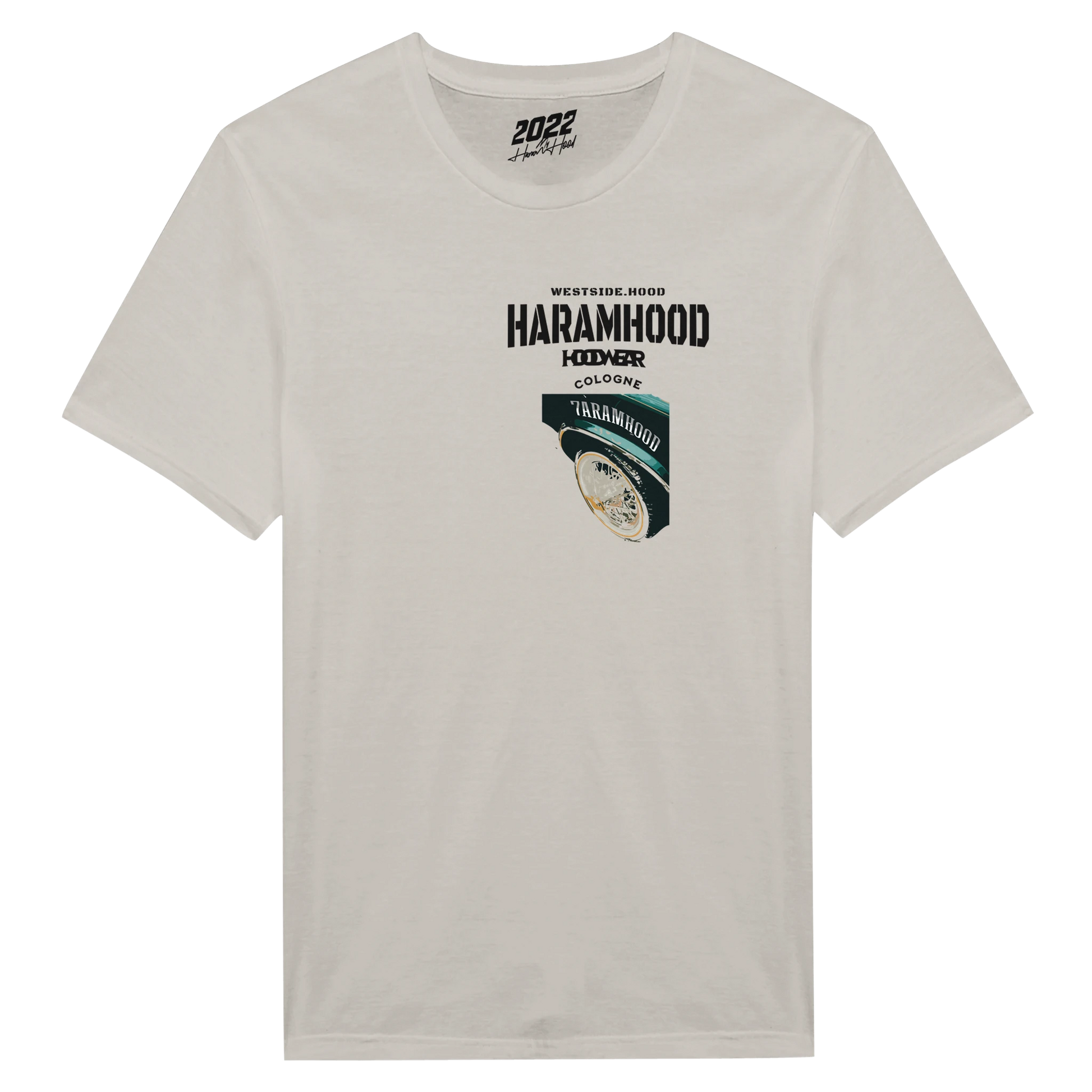 HARAMHOOD Westside Cologne T-Shirt Stone Grey Streetwear Pack Shot