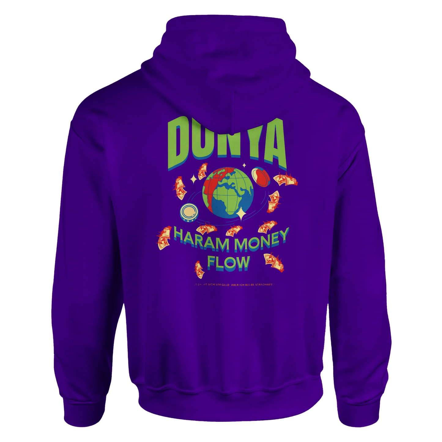 Lilafarbenes Hoodie, Rückansicht, mit Print, Produktbild für Onlineshop