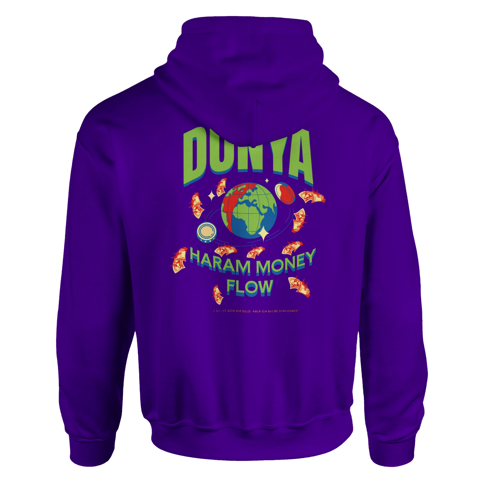 Lilafarbenes Hoodie, Rückansicht, mit Print, Produktbild für Onlineshop