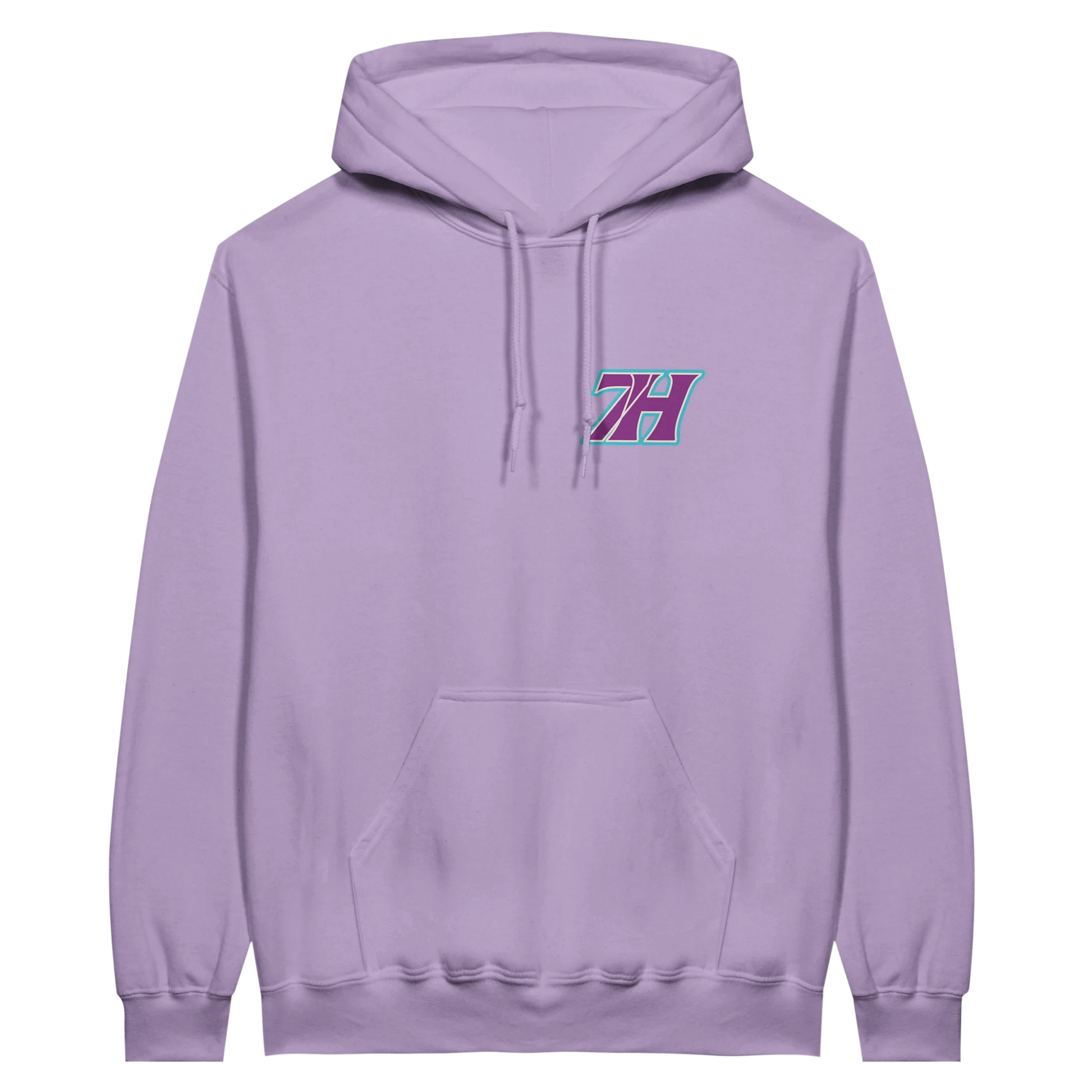  7H Front Logo Detail Premium Hoodie Nahaufnahme Design
