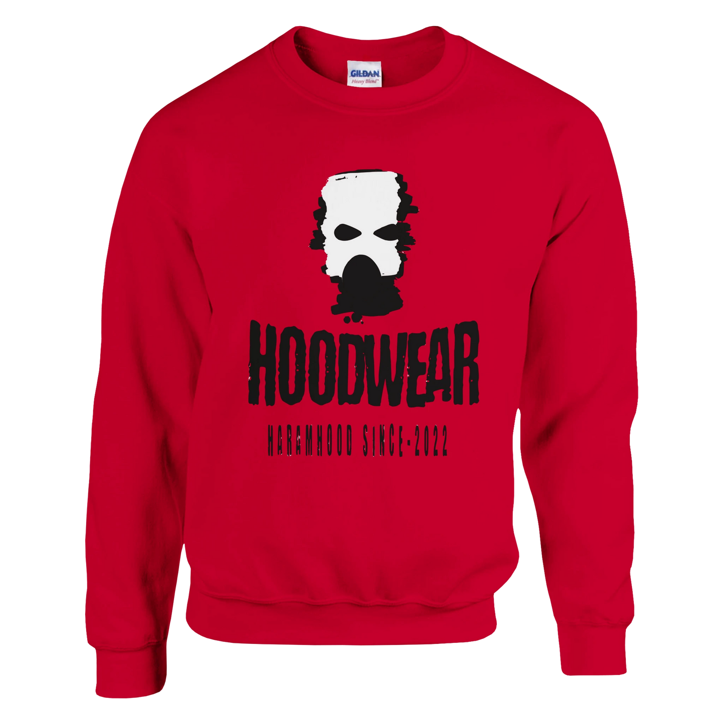 7HARAMHOOD Gasmaske Sweatshirt Rot Frontansicht Brand Since-2022
