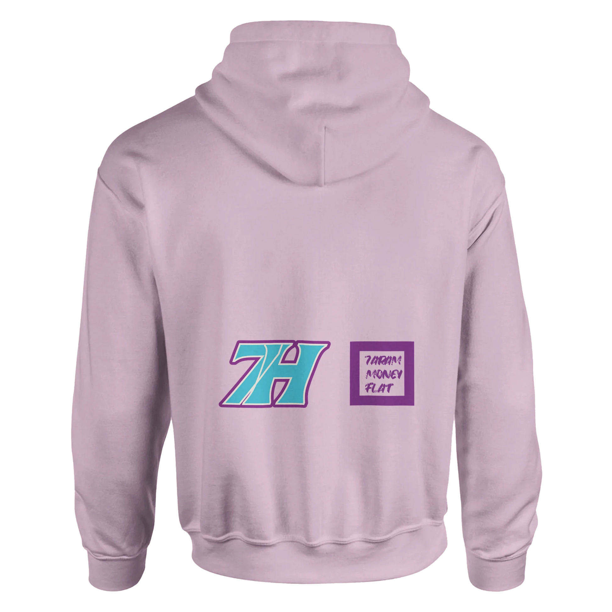  7H Minimalist Streetwear Hoodie Rosa Rückansicht

