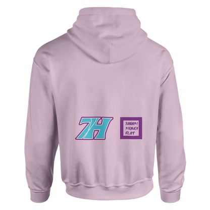 Weißer 7H Hoodie türkis-violett - 7ARAM MONEY FLAT Rückenprint Haramhood Hoodwear

