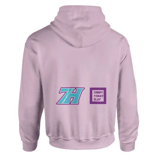 Weißer 7H Hoodie türkis-violett - 7ARAM MONEY FLAT Rückenprint Haramhood Hoodwear


