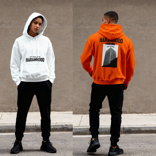 Weißer Westside Cologne Hoodie Frontansicht - Chain Graphic Haramhood Hoodwear
