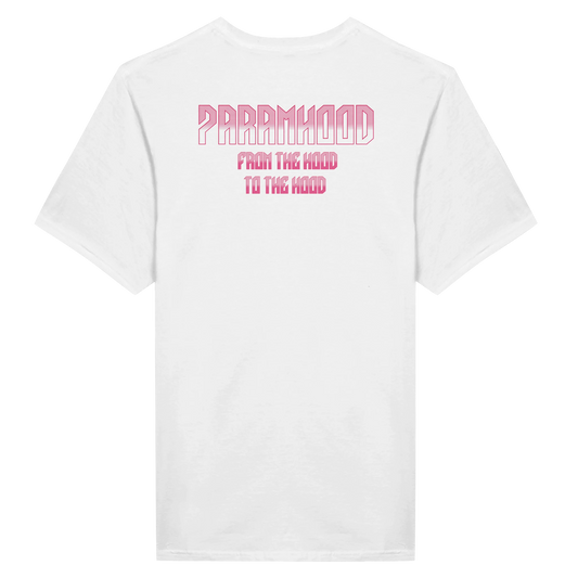 7HARAMHOOD Gradient Logo T-Shirt White Pink Streetwear Vorderseite