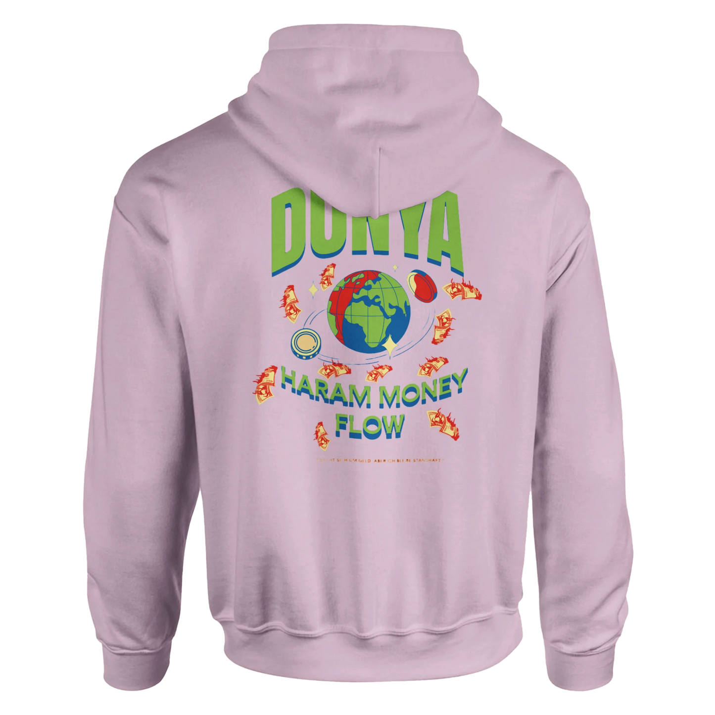 Rosafarbenes Hoodie, Rückansicht, mit Print, Produktbild für Onlineshop