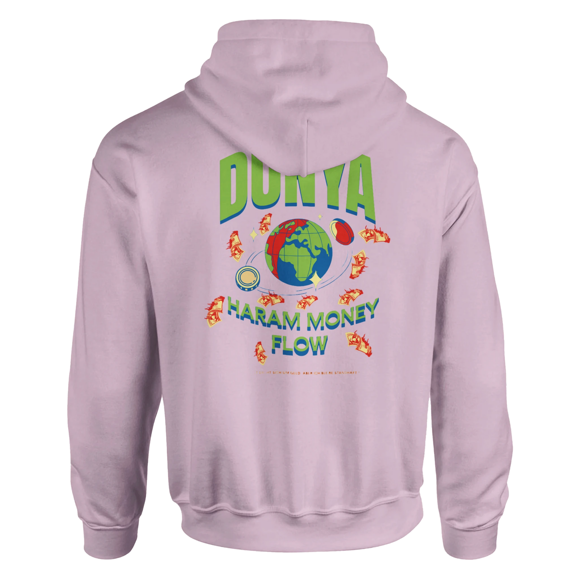 Rosafarbenes Hoodie, Rückansicht, mit Print, Produktbild für Onlineshop